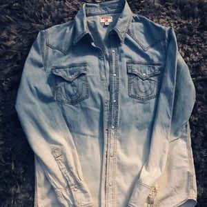 Light Denim True Religion Button Down Shirt